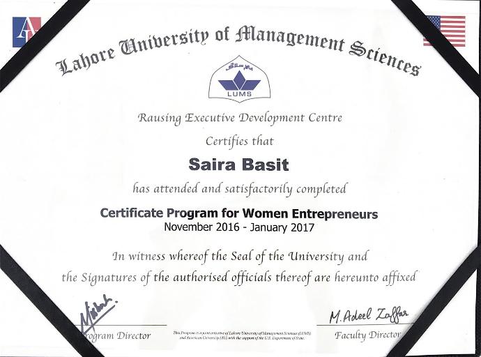 LUMS Certificate Program for Women Entrepreneurs
